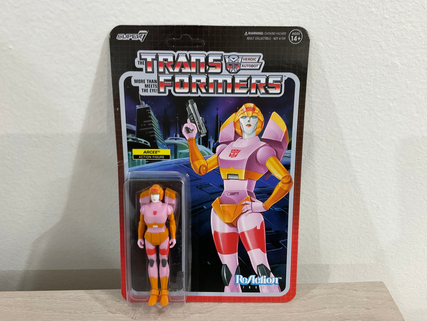 Super7 ReAction Transformers – Arcee (Pink & Orange) 3.75-Inch Action Figure (Substandard)