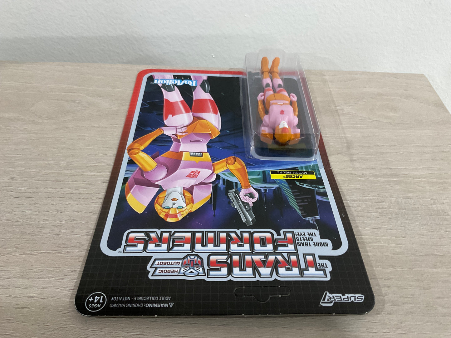 Super7 ReAction Transformers – Arcee (Pink & Orange) 3.75-Inch Action Figure (Substandard)