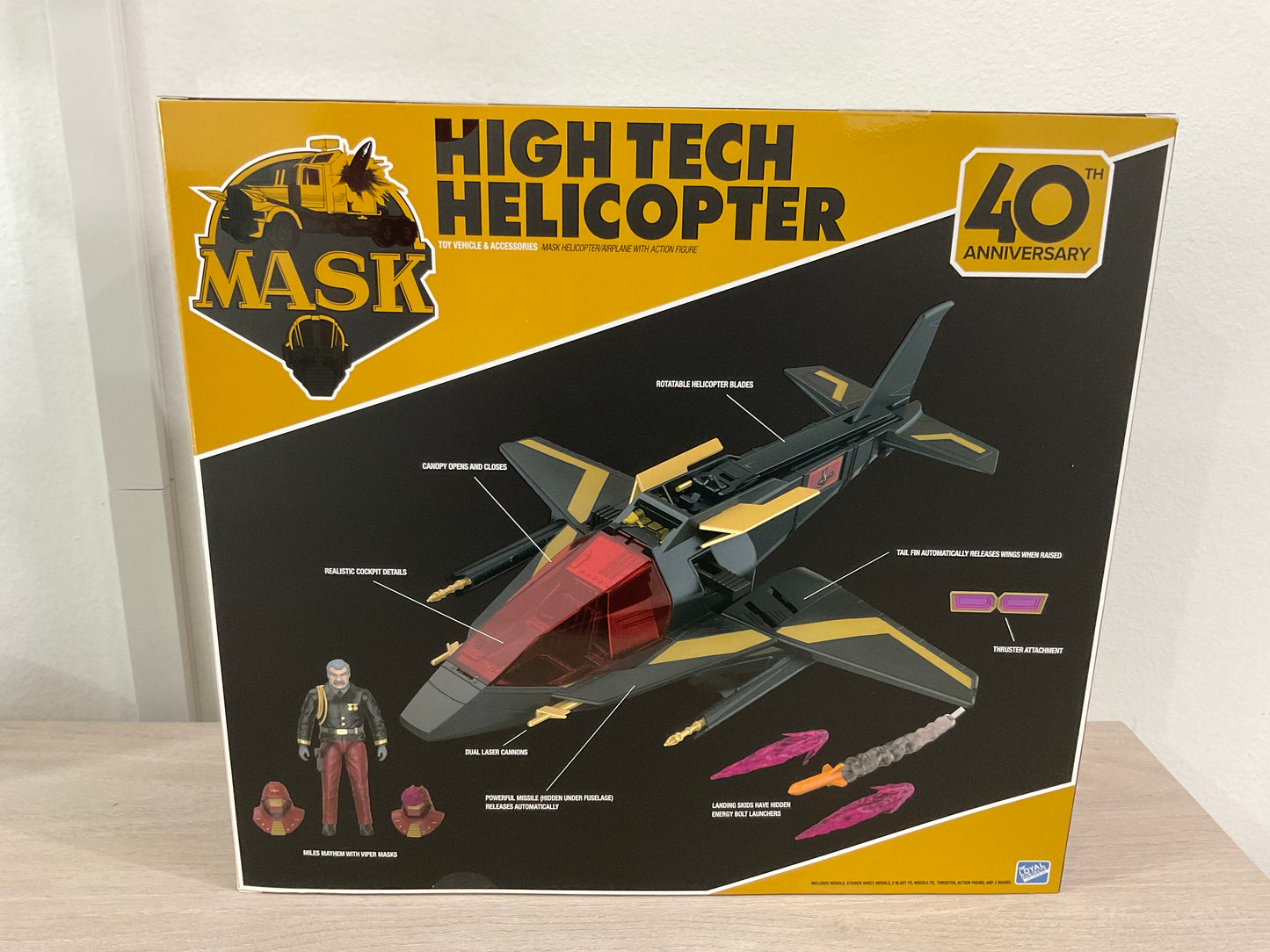 M.A.S.K. 40th Anniversary High Tech Helicopter Black & Gold Transforming Vehicle Set