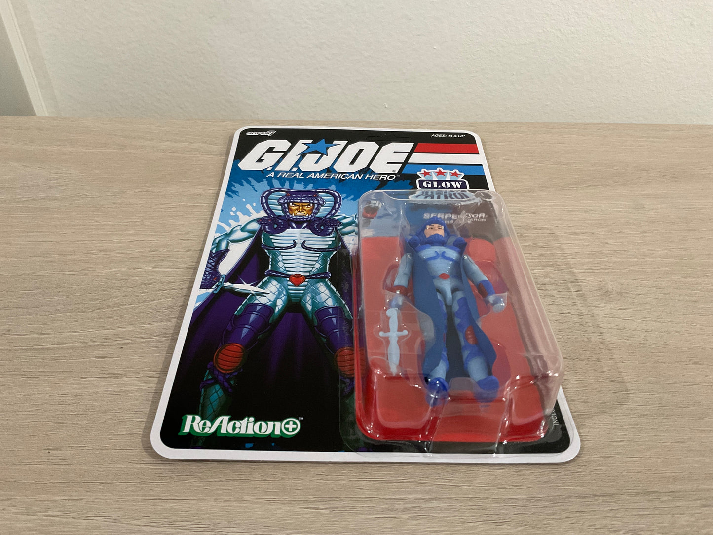G.I. Joe Super7 ReAction+ Serpentor (Glow Patrol - Blue) 4" Action Figure