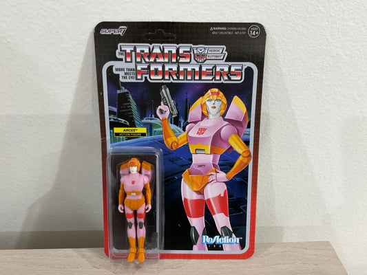 Super7 ReAction Transformers – Arcee (Pink & Orange) 3.75-Inch Action Figure (Substandard)