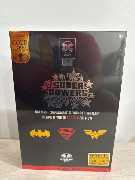 DC Super Powers Black & White Accent Edition Gold Label 3-Pack