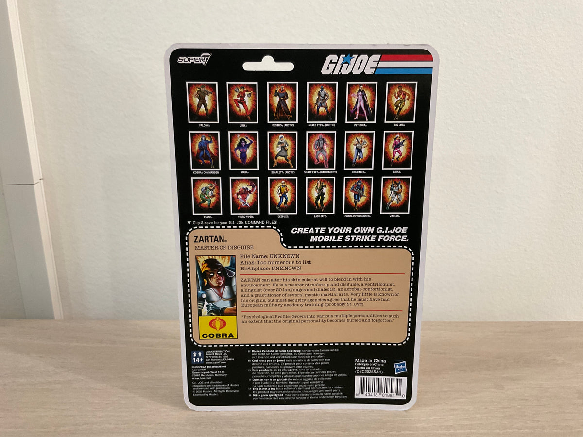G.I. Joe Super7 ReAction+ Zartan (Comic) 4" Action Figure - Punched Card