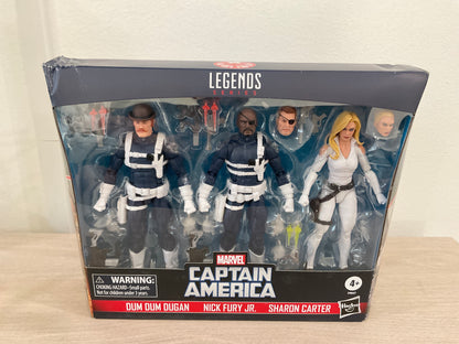 Marvel Legends Series S.H.I.E.L.D. 3-Pack – Dum Dum Dugan, Sharon Carter & Nick Fury Jr. 6" Figures (Damaged Packaging 1)