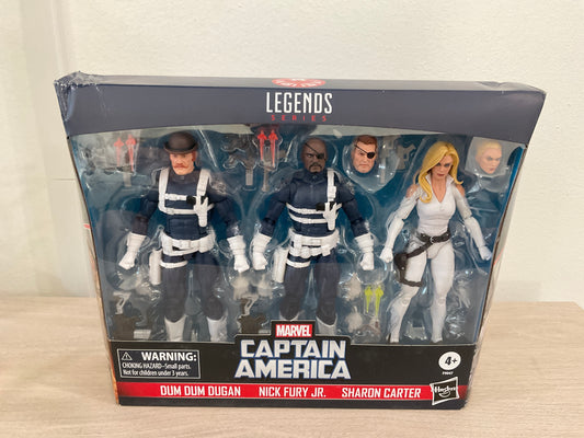Marvel Legends Series S.H.I.E.L.D. 3-Pack – Dum Dum Dugan, Sharon Carter & Nick Fury Jr. 6" Figures (Damaged Packaging 1)