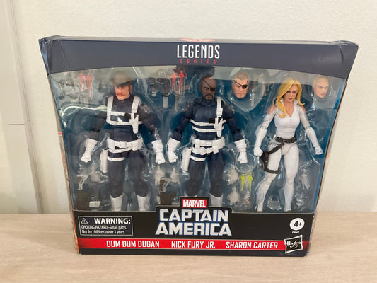 Marvel Legends Series S.H.I.E.L.D. 3-Pack – Dum Dum Dugan, Sharon Carter & Nick Fury Jr. 6" Figures (Damaged Packaging 2)