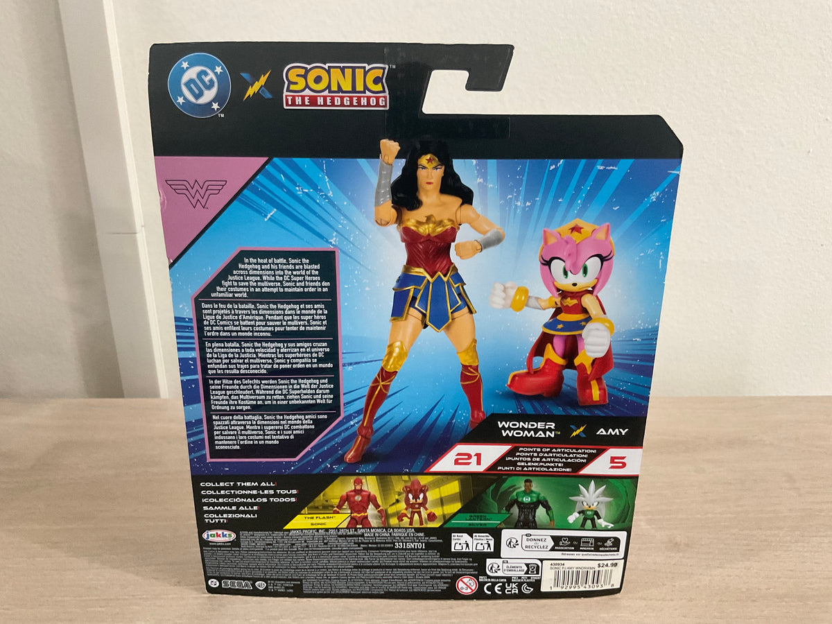 Sonic x DC Amy as Wonder Woman & Wonder Woman 2-Piece Action Figure Set