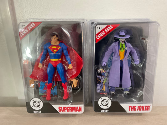 Superman (Zero Hour) & The Joker (Crisis on Infinite Earths) – Page Punchers 7″ Collector Bundle w/ Comics (2-Figure Set)