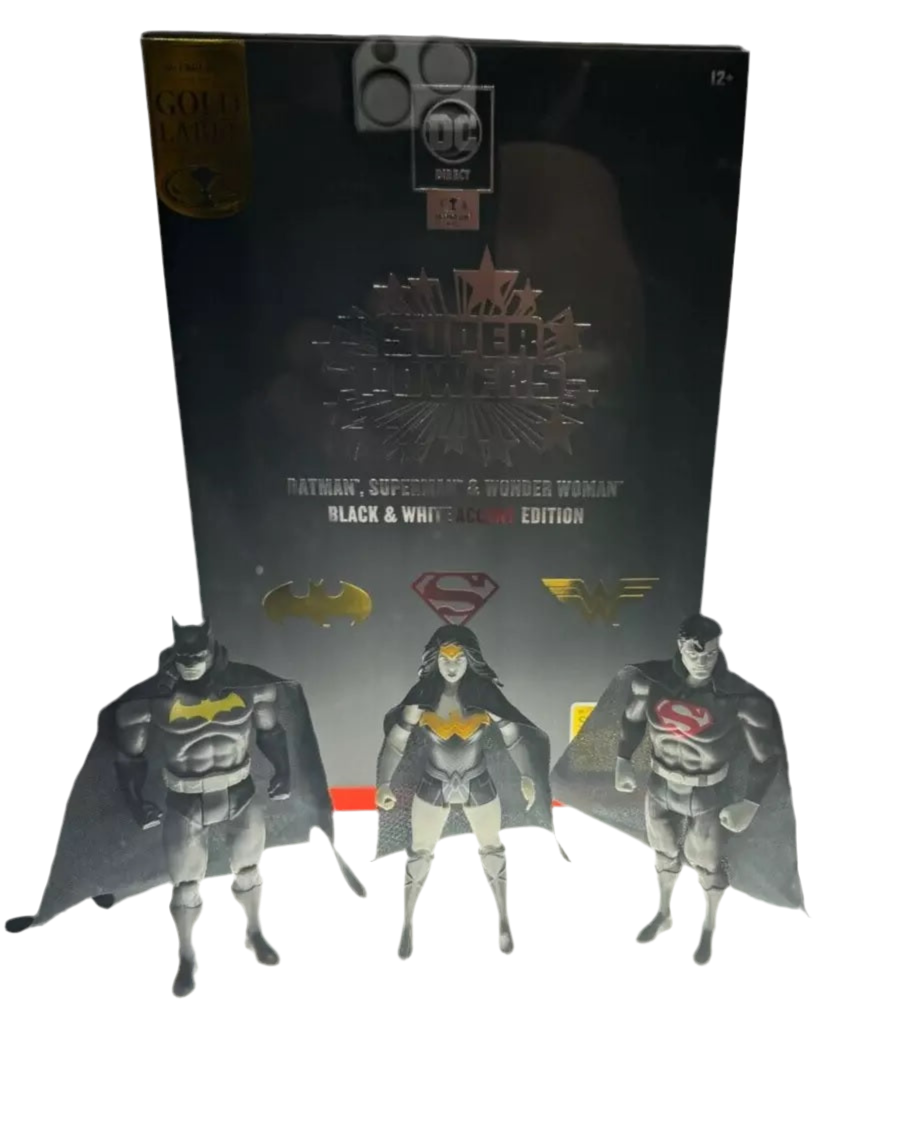 DC Super Powers Black & White Accent Edition Gold Label 3-Pack