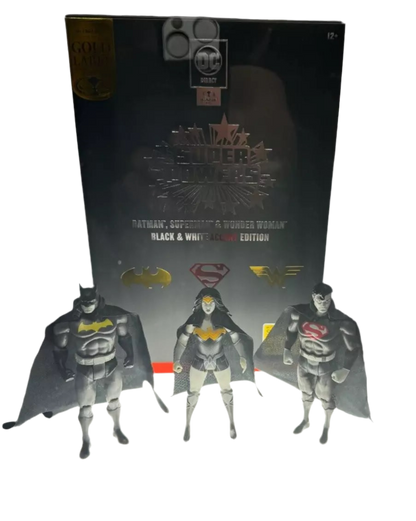 DC Super Powers Black & White Accent Edition Gold Label 3-Pack