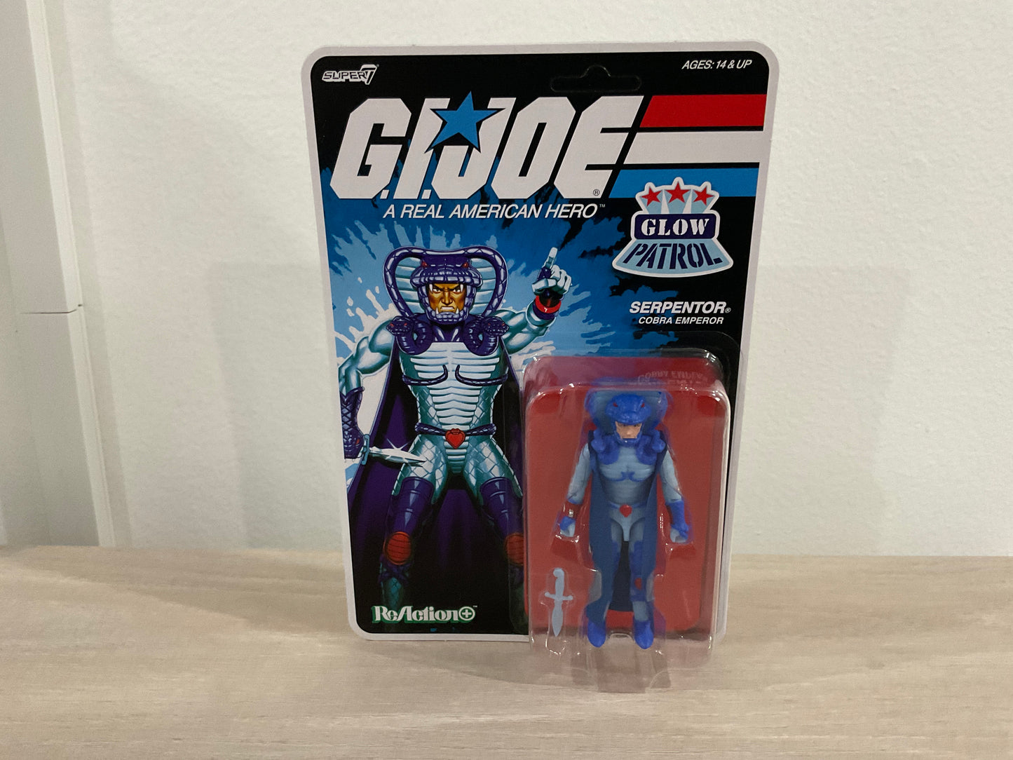 G.I. Joe Super7 ReAction+ Serpentor (Glow Patrol - Blue) 4" Action Figure