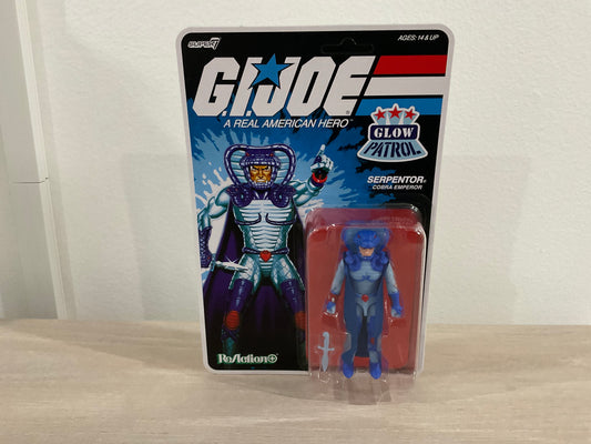 G.I. Joe Super7 ReAction+ Serpentor (Glow Patrol - Blue) 4" Action Figure