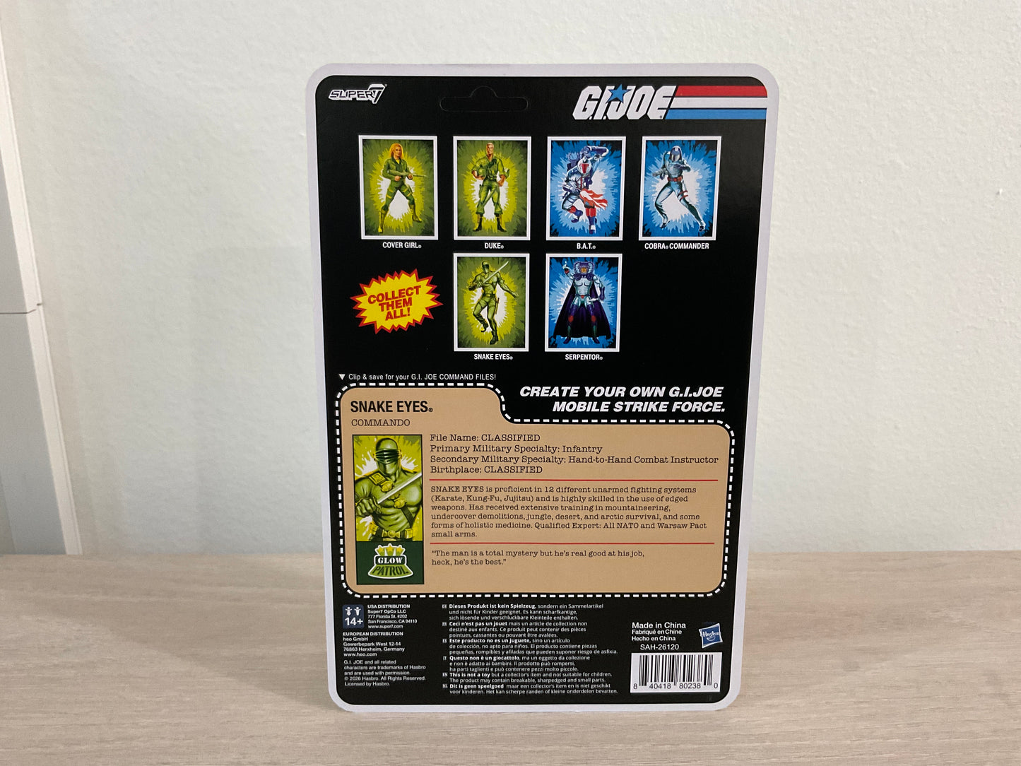 G.I. Joe Super7 ReAction+ Snake Eyes (Glow Patrol - Green) 4" Action Figure