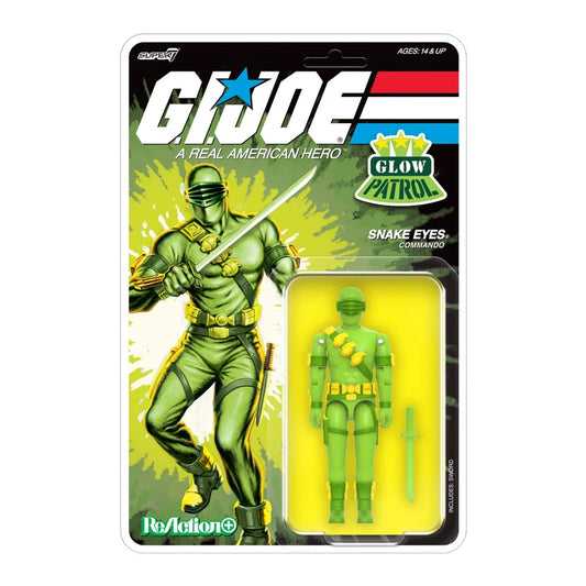 G.I. Joe Super7 ReAction+ Snake Eyes (Glow Patrol - Green) 4" Action Figure
