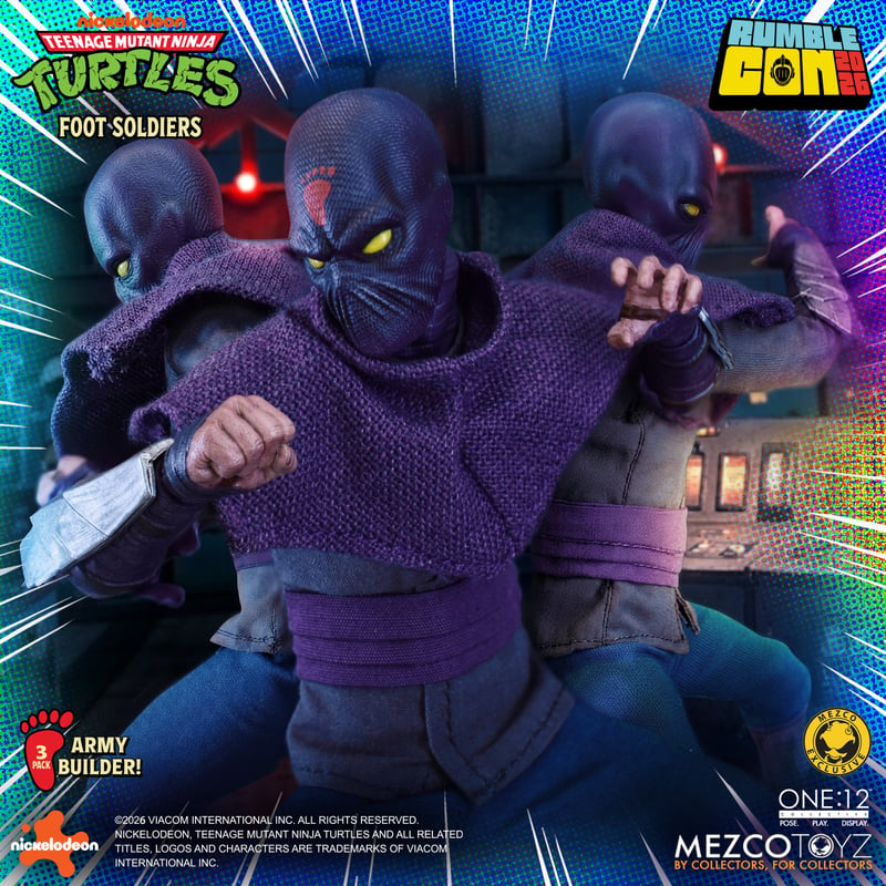 Mezco One:12 Collective TMNT Foot Soldiers Army Builder Set – Cartoon Version