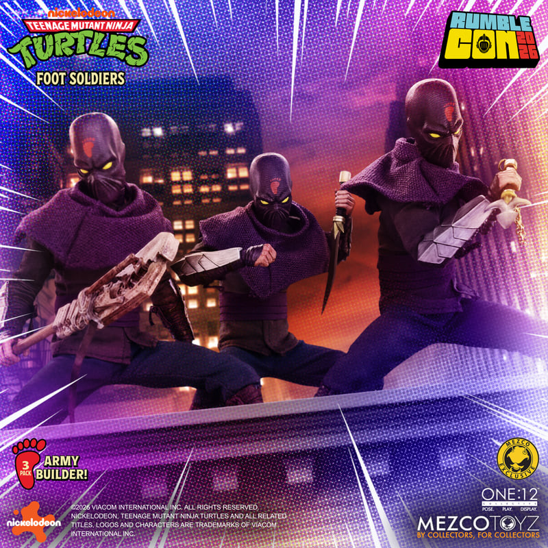 Mezco One:12 Collective TMNT Foot Soldiers Army Builder Set – Cartoon Version