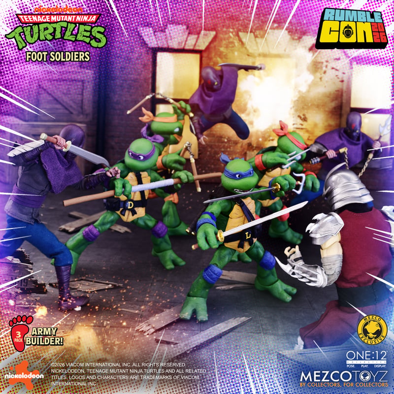 Mezco One:12 Collective TMNT Foot Soldiers Army Builder Set – Cartoon Version