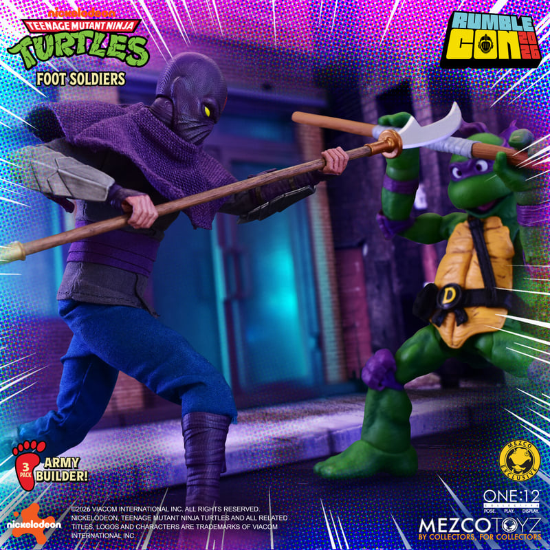 Mezco One:12 Collective TMNT Foot Soldiers Army Builder Set – Cartoon Version