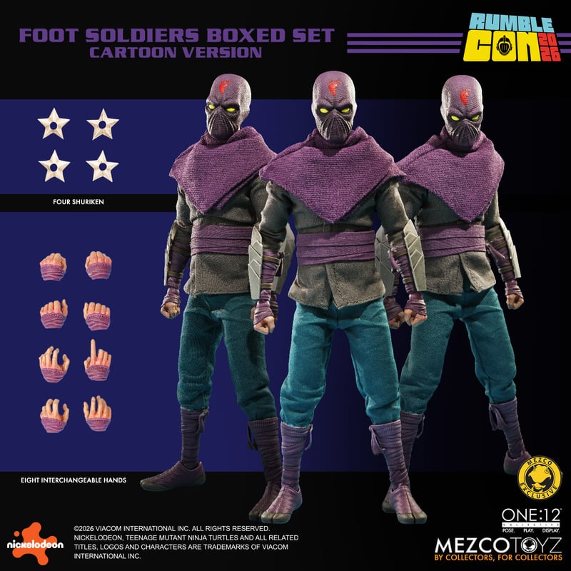 Mezco One:12 Collective TMNT Foot Soldiers Army Builder Set – Cartoon Version